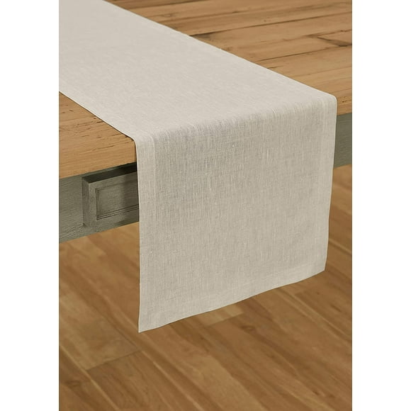 Solino Home Partito Linen Table Runner 14 x 60 Inch Textured Natural Table Runner 100% Pure Natural Fabric Handcrafted from European Flax 